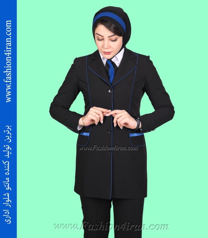 کت شلوار زنانه پارچه فیونا با مغزی‌دوزی آبی