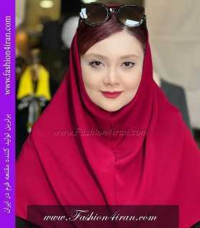 مقنعه کرپ سرخ آبی کد 11