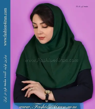 مقنعه کرپ سبز لجنی