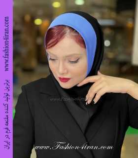 مقنعه اداری تل آبی روشن کد 13