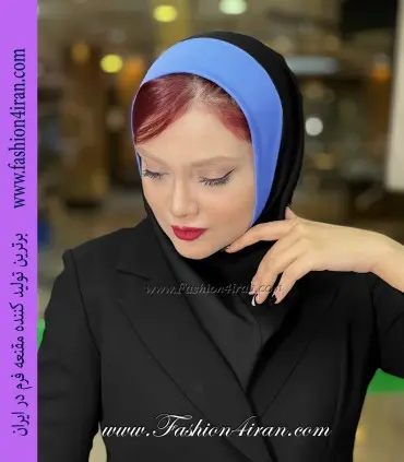 مقنعه اداری تل آبی روشن کد 13