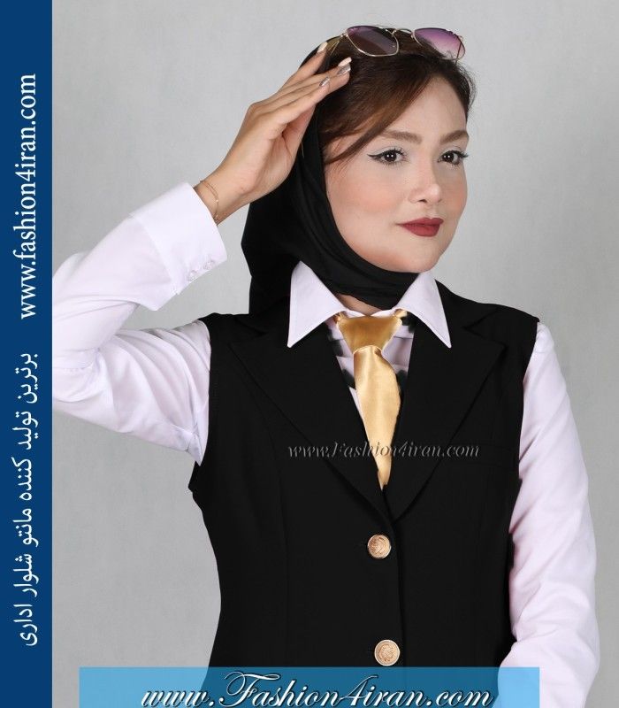 سارافون یقه انگلیسی کرپ مشکی کد 79