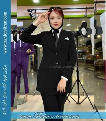 کت شلوار زنانه کرپ مشکی کد 116