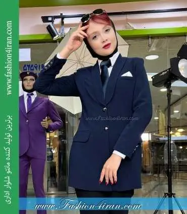 کت شلوار کرپ سرمه‌ای کد 116