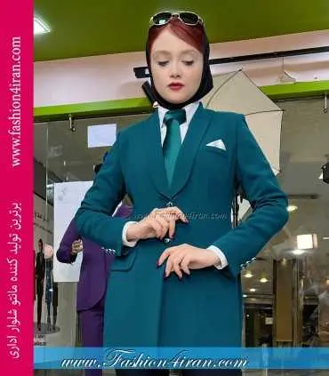 کت شلوار کرپ فیروزه‌ای کد 116