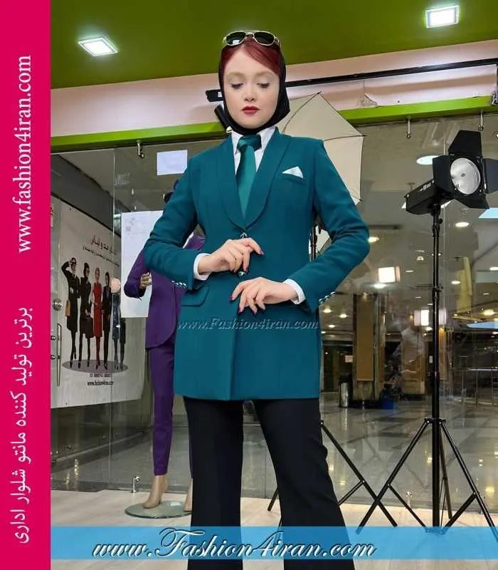 کت شلوار کرپ فیروزه ای کد 116