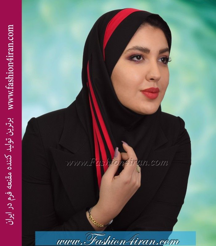 مقنعه مشکی حریر قرمز