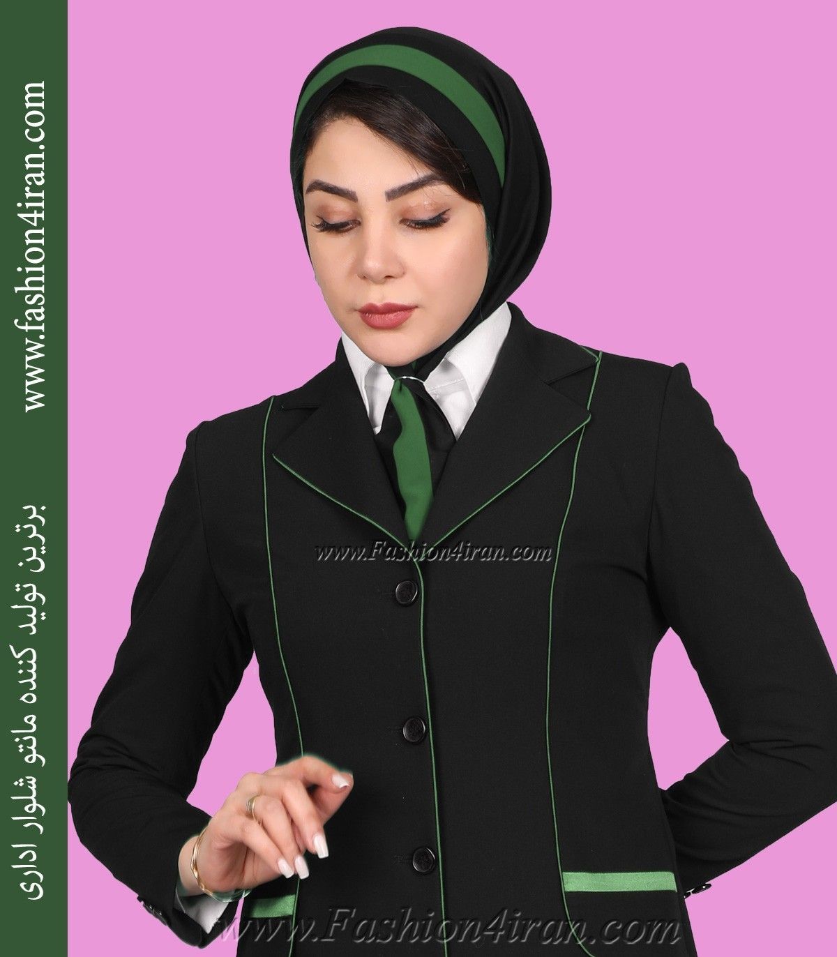 کت و شلوار زنانه فیونا با مغزی‌دوزی سبز لجنی کد 82