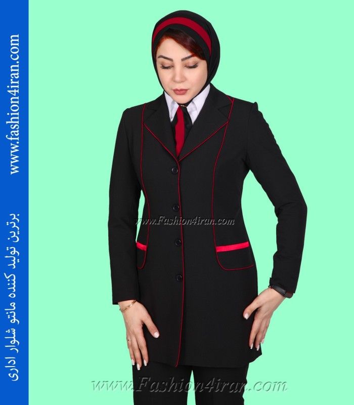کت شلوار اداری زنانه فیونا با مغزی‌دوزی قرمز