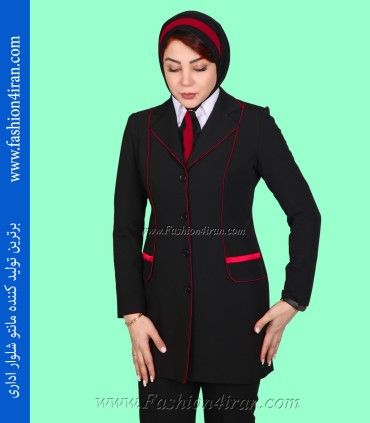 کت شلوار اداری زنانه فیونا با مغزی‌دوزی قرمز