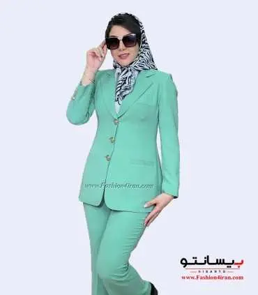 کت شلوار کرپ سبز پاستیلی کد 105