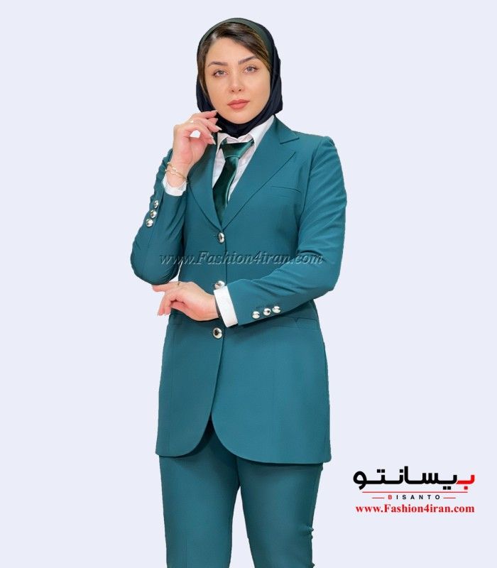 کت شلوار زنانه کرپ مازراتی رنگ کله غازی کد 105