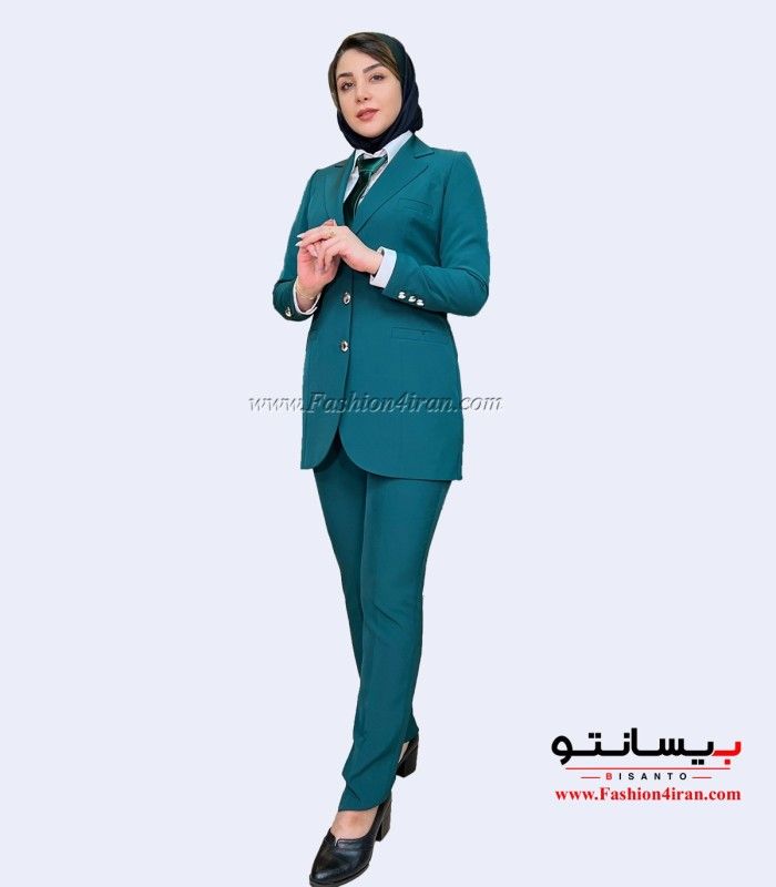 کت زنانه با شلوار رنگ کله غازی