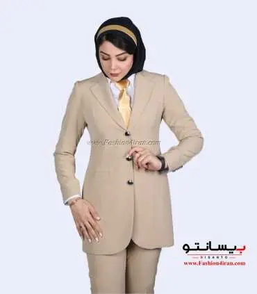 کت شلوار کرپ مازراتی کرم کد 105