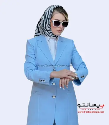 کت شلوار زنانه کرپ مازراتی آبی روشن کد 105