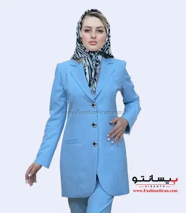 کت شلوار زنانه کرپ مازراتی آبی روشن