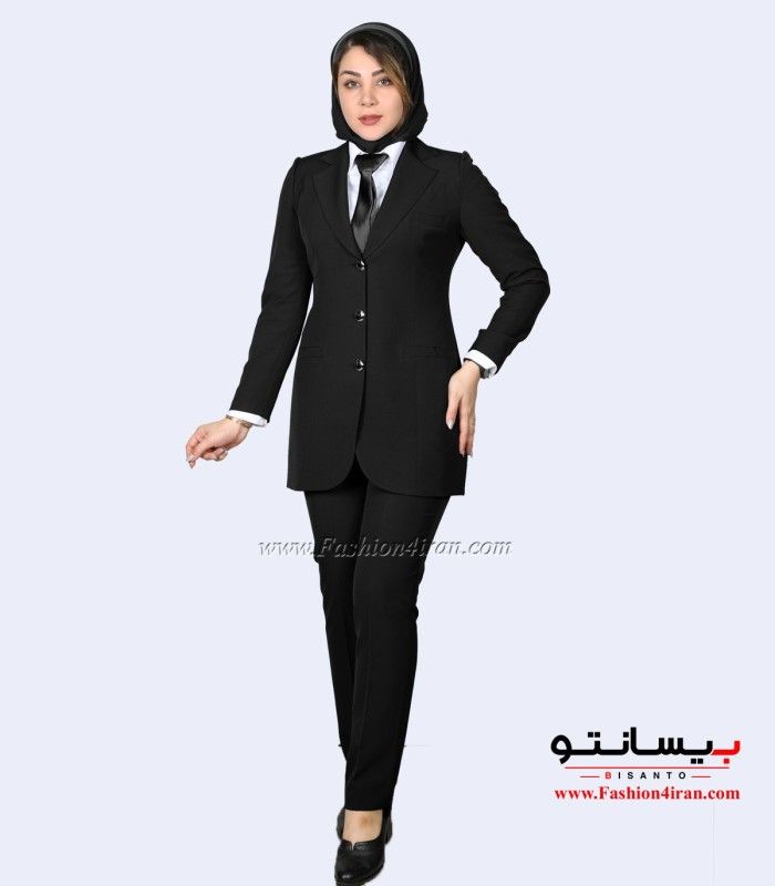 کت شلوار کرپ مازراتی مشکی کد 105