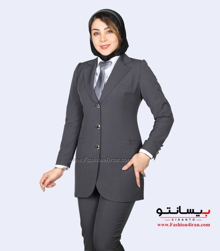 کت شلوار کرپ مازراتی نوک مدادی کد 105