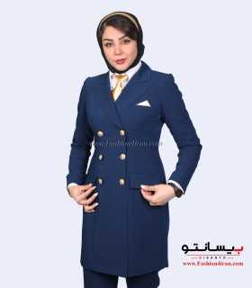 کت شلوار کرپ آبی طلایی کد 54
