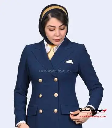 کت شلوار کرپ آبی طلایی کد 54