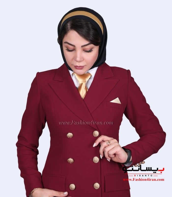 کت شلوار کرپ زرشکی طلایی کد 54