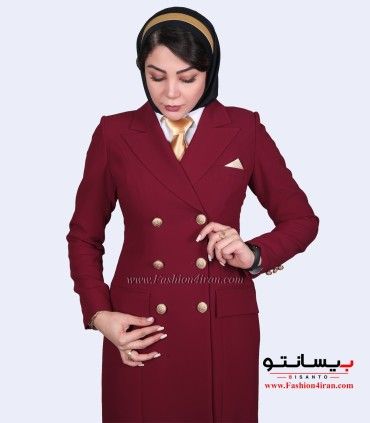کت شلوار کرپ زرشکی طلایی کد 54