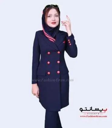 کت شلوار کرپ سرمه ای قرمز کد 54