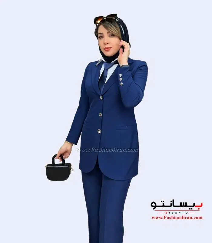 کت شلوار کرپ مازراتی سرمه‌ای