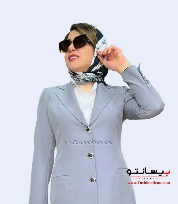کت شلوار کرپ مازراتی طوسی روشن کد 105