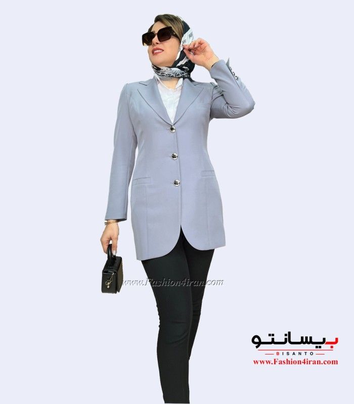 کت شلوار کرپ مازراتی طوسی روشن کد 105