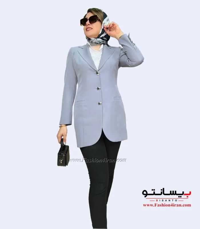 کت شلوار کرپ مازراتی طوسی روشن کد 105