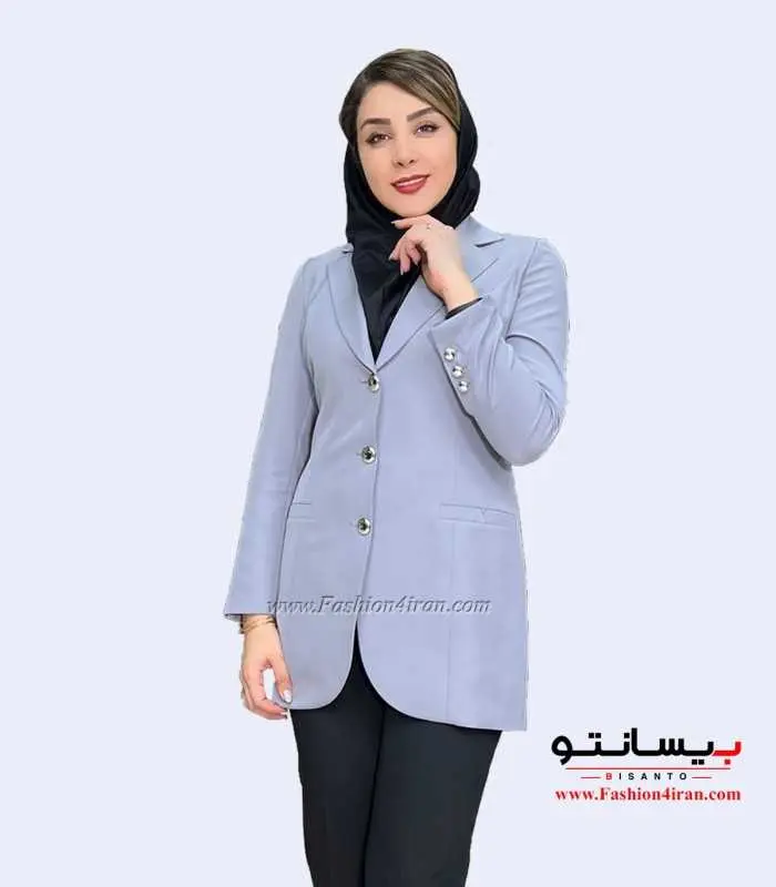 کت شلوار کرپ مازراتی طوسی روشن کد 105