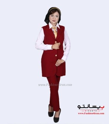 سارافون یقه انگلیسی با شلوار کرپ زرشکی