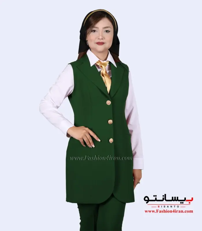 سارافون یقه انگلیسی کرپ سبز لجنی کد 79