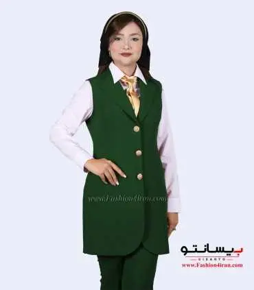 سارافون یقه انگلیسی کرپ سبز لجنی کد 79
