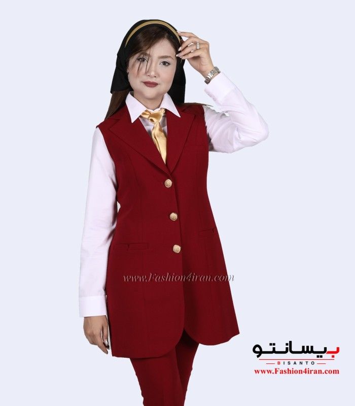 سارافون شلوار زنانه یقه انگلیسی کرپ زرشکی کد 79