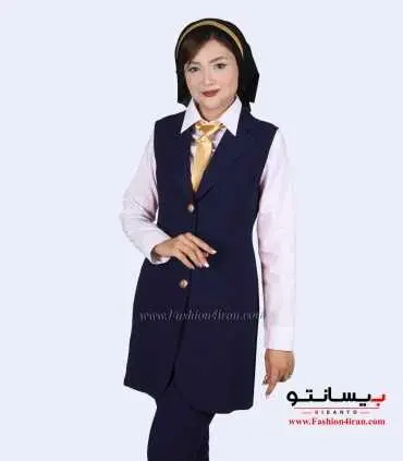 سارافون یقه انگلیسی کرپ سرمه ای کد 79