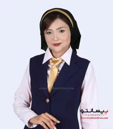 سارافون یقه انگلیسی کرپ سرمه ای کد 79