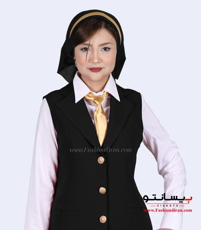 سارافون یقه انگلیسی کرپ مشکی کد 79