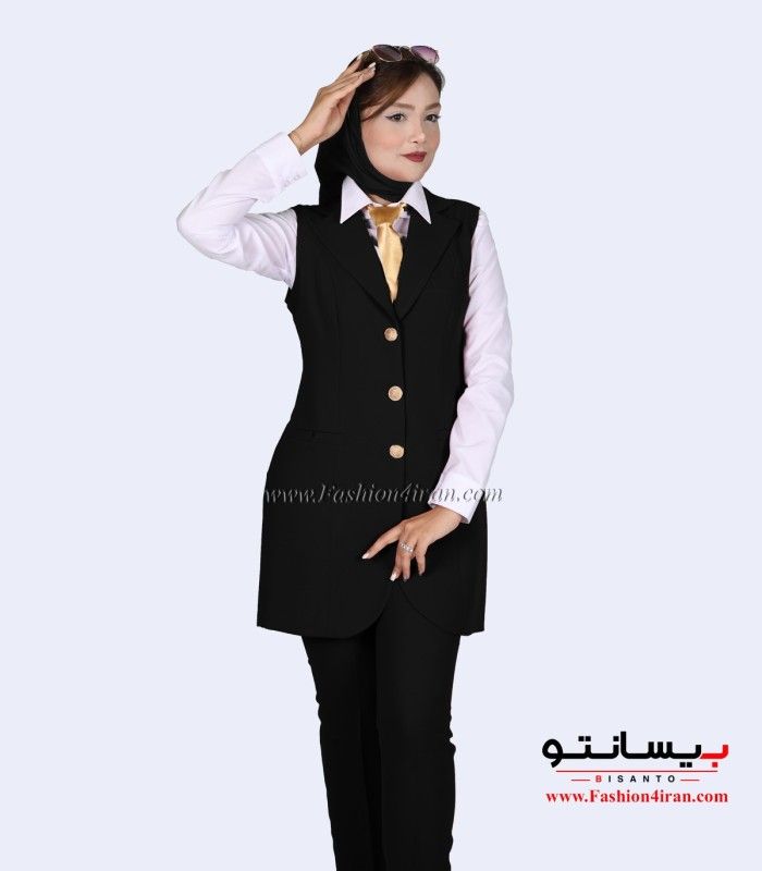 سارافون یقه انگلیسی کرپ مشکی کد 79