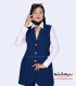 سارافون یقه انگلیسی کرپ آبی کد 79