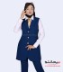 سارافون یقه انگلیسی کرپ آبی