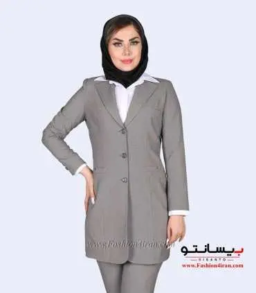 کت شلوار پیردوپل طوسی روشن کد 118