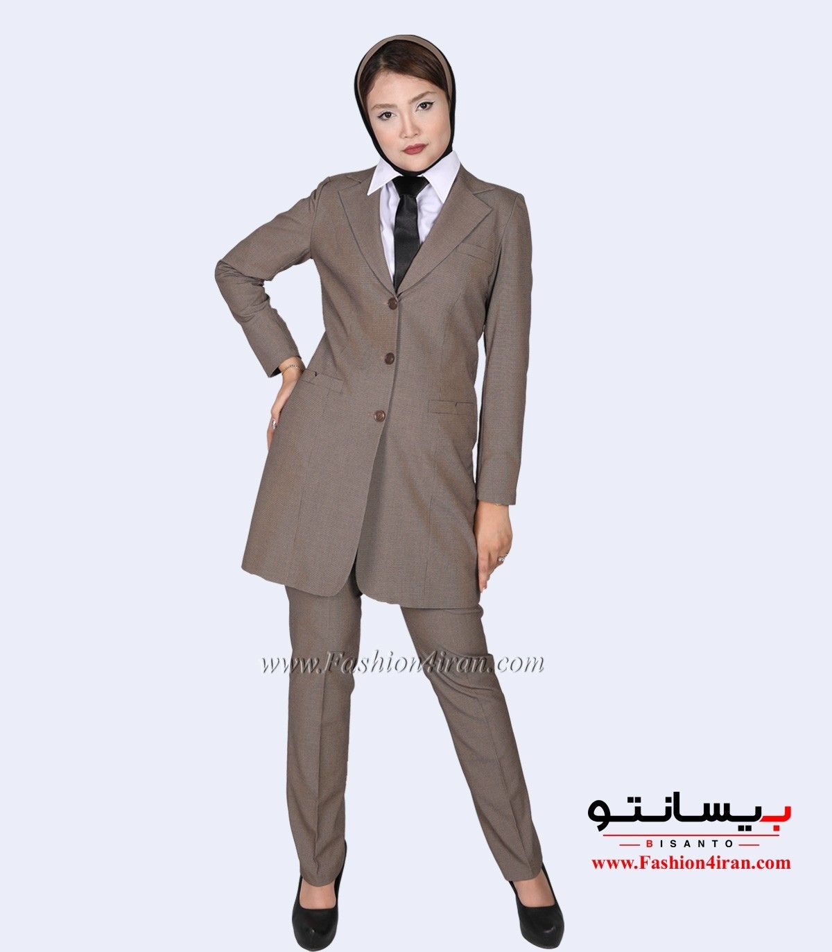 کت شلوار زنانه نسکافه‌ای کد 118