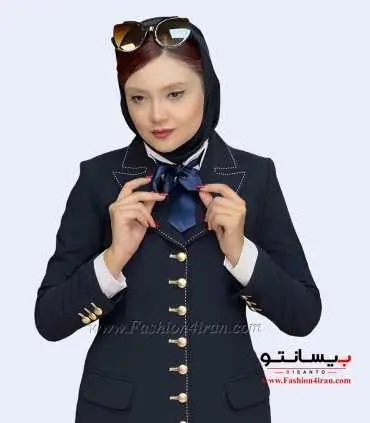 مانتو شلوار زنانه کرپ سرمه‌ای طلایی کد 119