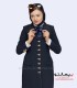 مانتو شلوار کرپ سرمه‌ای طلایی