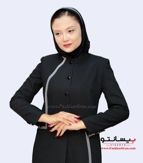 مانتو شلوار فاستونی مشکی طوسی کد 51