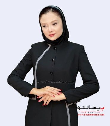 مانتو شلوار فاستونی مشکی طوسی کد 51
