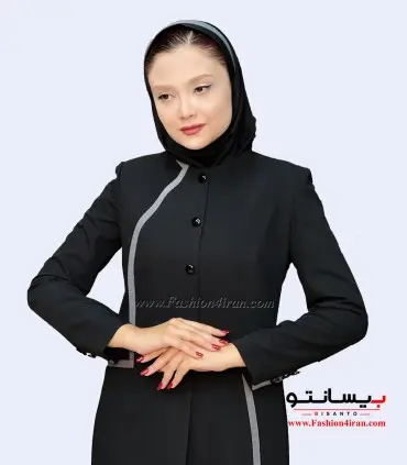 مانتو شلوار فاستونی مشکی طوسی کد 51