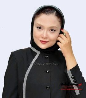 مانتو اداری با شلوار فاستونی مشکی طوسی کد 51